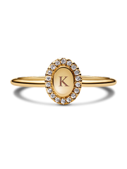 Engravable Oval Halo Ring - 14k gold plating