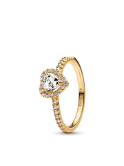 Playful Love Golden Elevated Heart Sparkling Band Ring Set