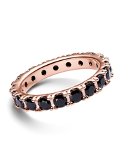 Black Sparkling Row Eternity Ring - 14k rose gold plating