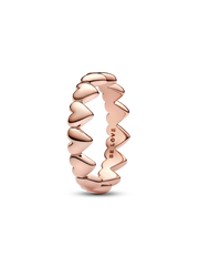 Row of Hearts Ring - 14k rose gold plating