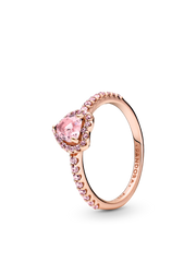 Sparkling Pink Heart Wishbone Ring Set