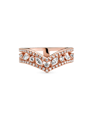 FINAL SALE - Sparkling Marquise Double Wishbone Ring - 14k rose gold plating