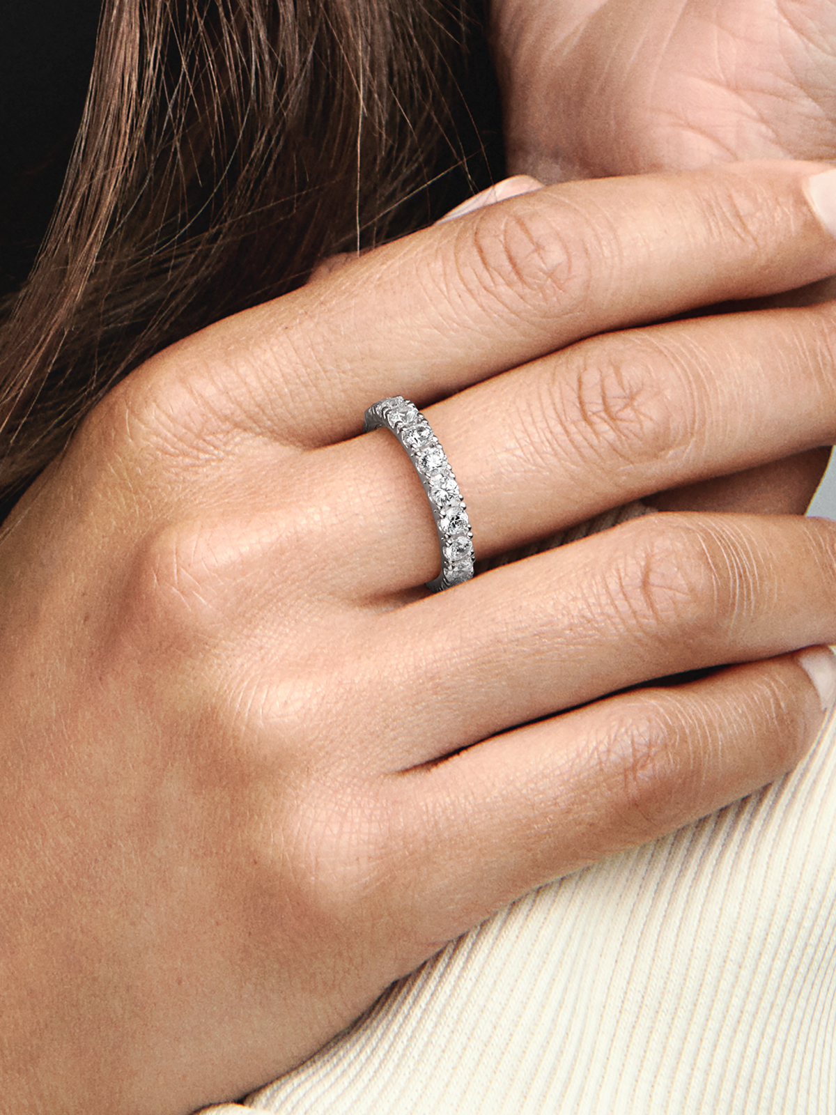 Sparkling Row Eternity Ring - Sterling silver