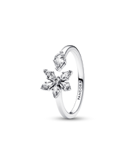 Sparkling Herbarium Cluster Open Ring - Sterling silver
