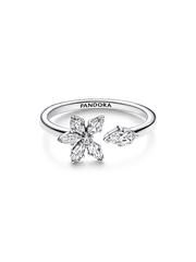 Sparkling Herbarium Cluster Open Ring - Sterling silver