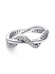 Sparkling Intertwined Wave Ring - Sterling silver