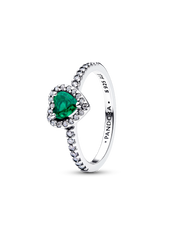 Elevated Royal Green Heart Ring - Sterling silver