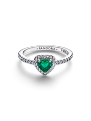 Elevated Royal Green Heart Ring - Sterling silver