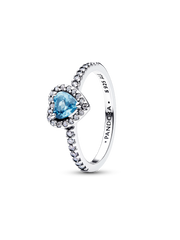 Elevated Light Blue Heart Ring - Sterling silver