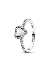Elevated White Heart Ring - Sterling silver