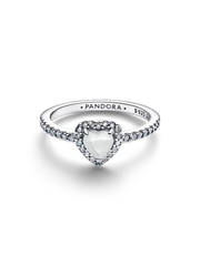 Elevated White Heart Ring - Sterling silver
