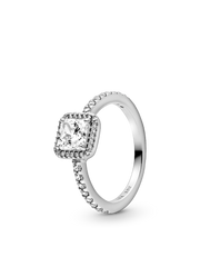 True Elegance Square Halo Ring Set