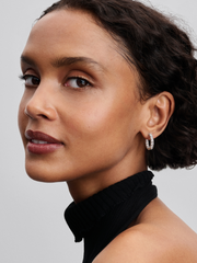Sparkling Row Eternity Hoop Earrings - Sterling silver