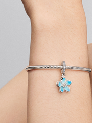 Blue Blossom Dangle Charm - Sterling silver