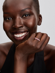 Band of Pink Hearts Ring - Sterling silver