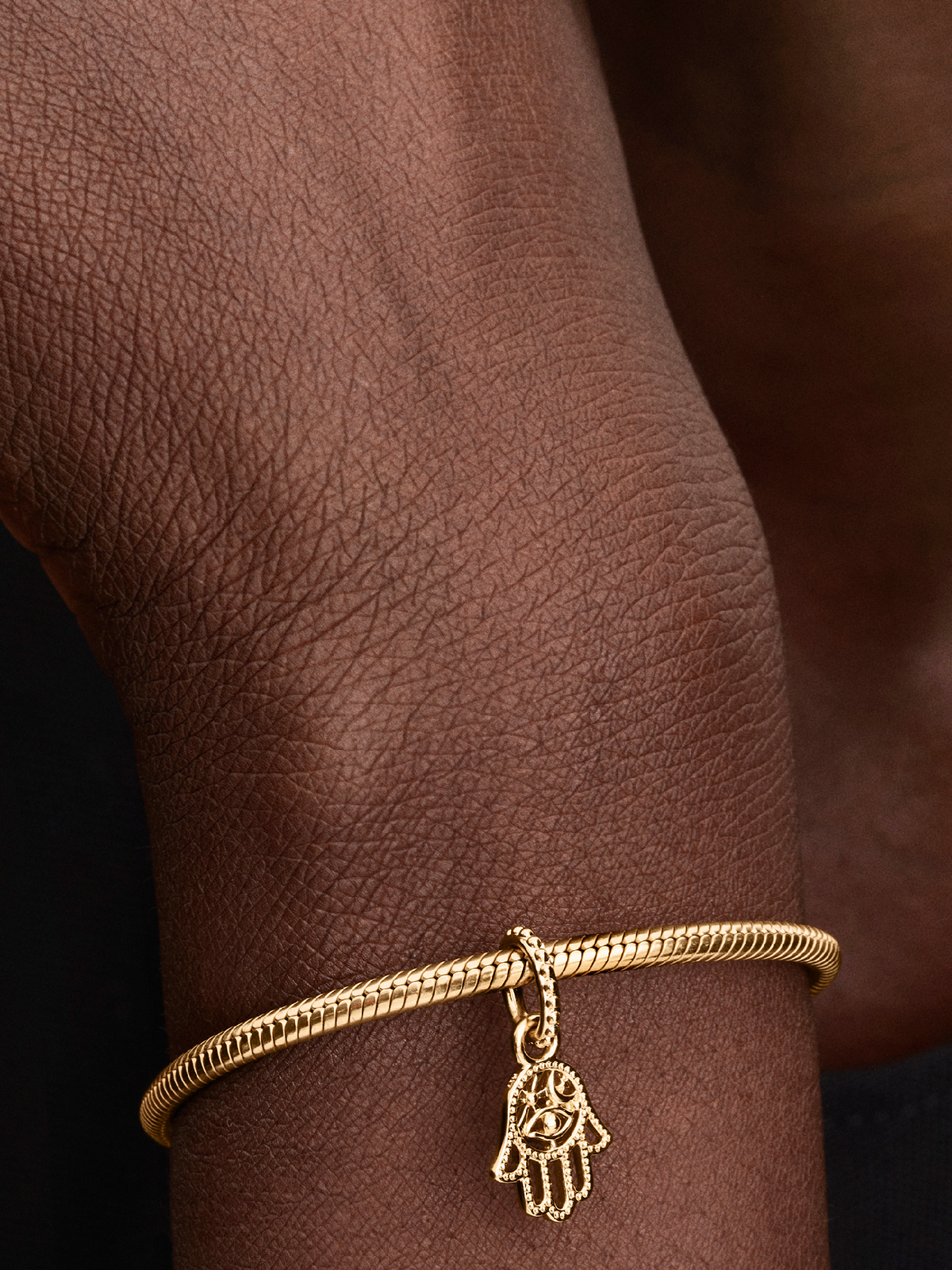 Protective Hamsa Hand Dangle Charm - 14k gold plating