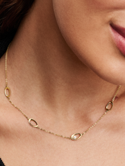 Organically Shaped Oval & Treated Freshwater Cultured Pearl Necklace - 14k gold plating