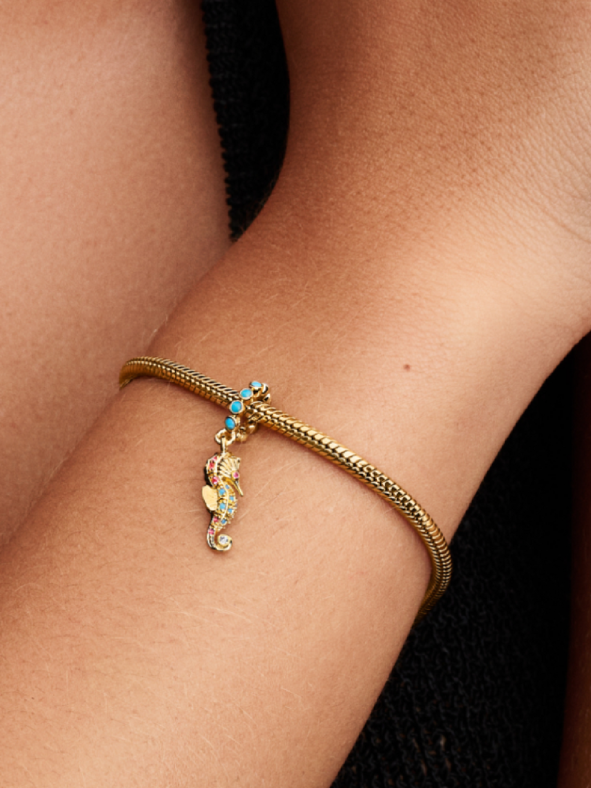 Seahorse Dangle Charm - 14k gold plating