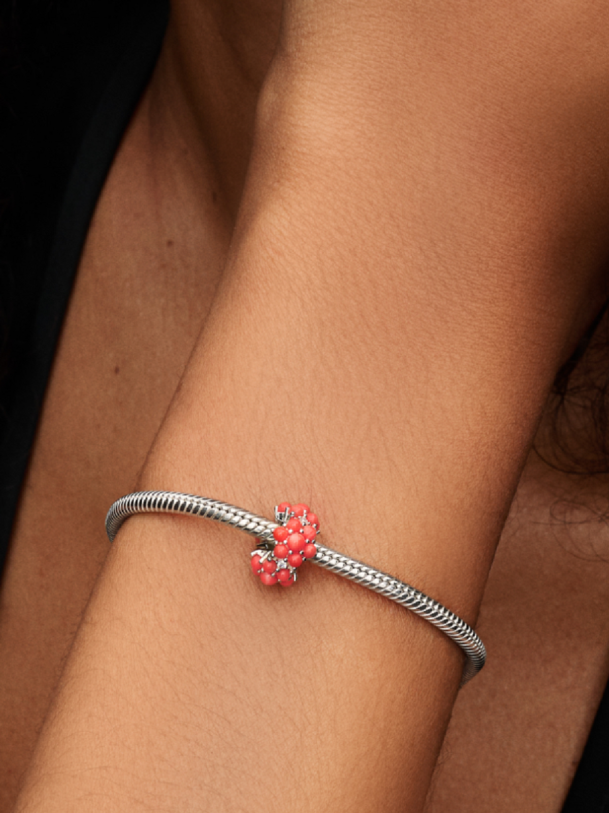 Coral-colored Ocean Charm - Sterling silver
