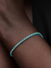 Blue Cord Snake Chain Bracelet - Sterling silver