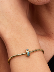 Aqua Blue Clip Charm - 14k gold plating