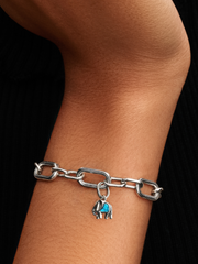 Turquoise-colored Elephant Mini Dangle Charm - Sterling silver