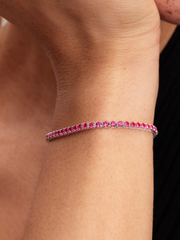 Sparkling Pink Tennis Bracelet - Sterling silver