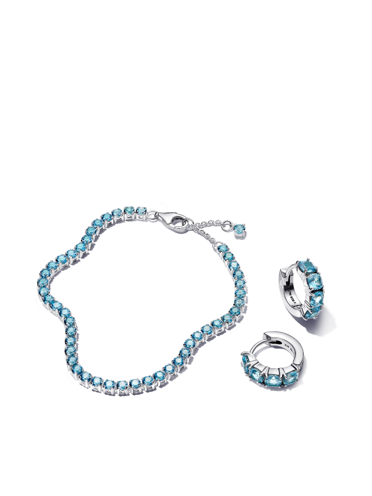Sparkling Light Blue Tennis Jewelry Set