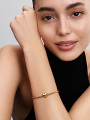 Pandora Moments Heart Clasp Snake Chain Bracelet - 14k gold