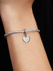 Engravable Heart Tag Dangle Charm - Sterling silver