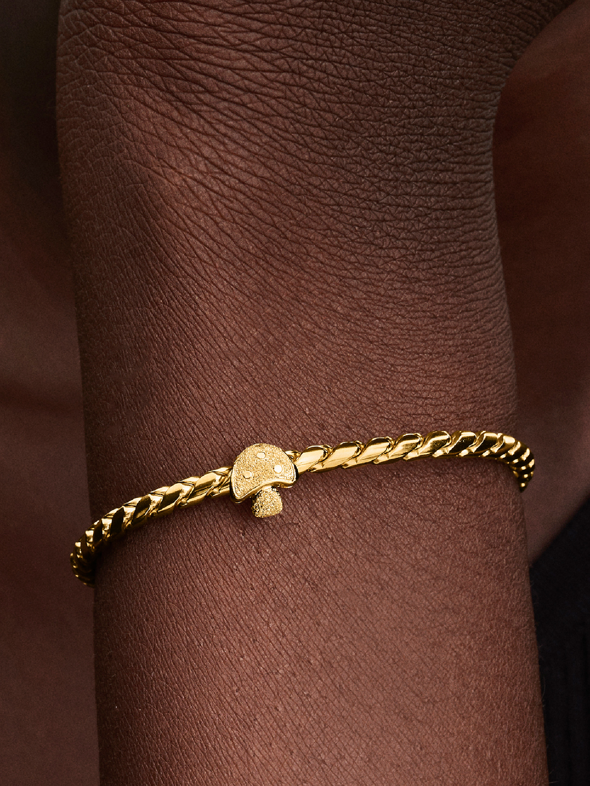Textured Mushroom Mini Charm - 14k gold plating