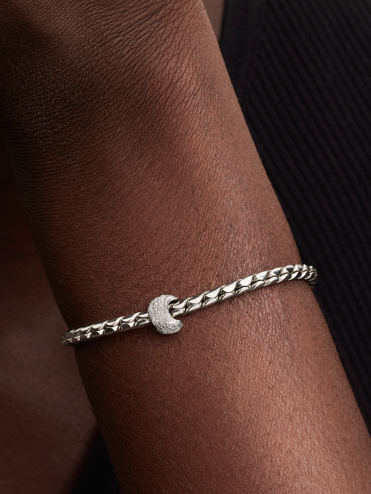Textured Moon Mini Charm - Sterling silver
