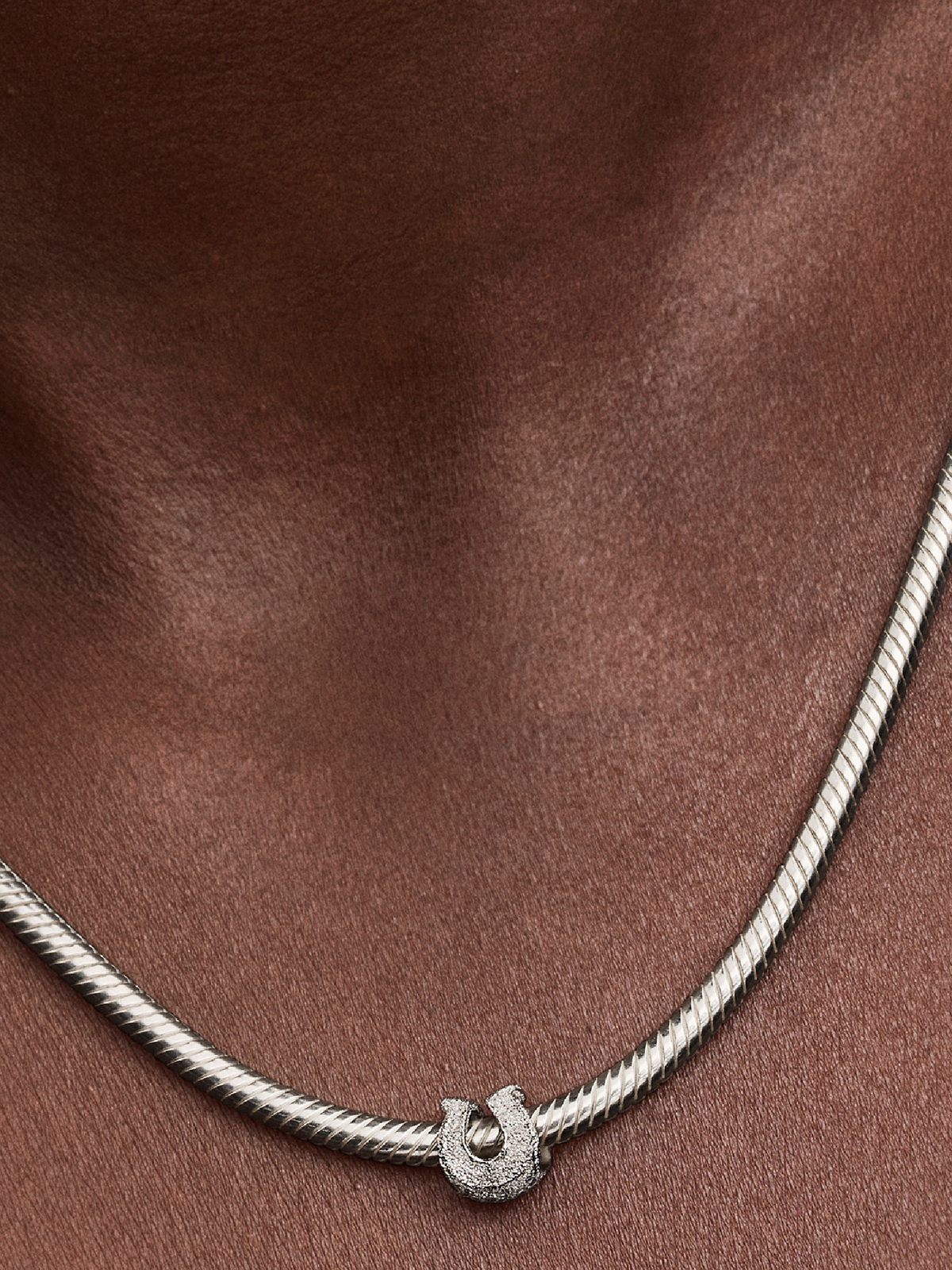Textured Horseshoe Mini Charm - Sterling silver