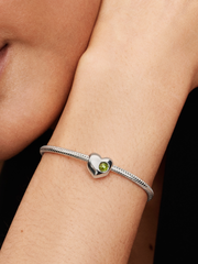 Engravable Spring Green Stone Heart Charm - Sterling silver