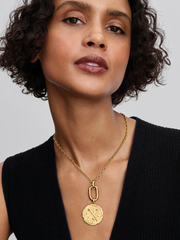 Crossing Arrows Oversized Medallion Charm - 14k gold plating