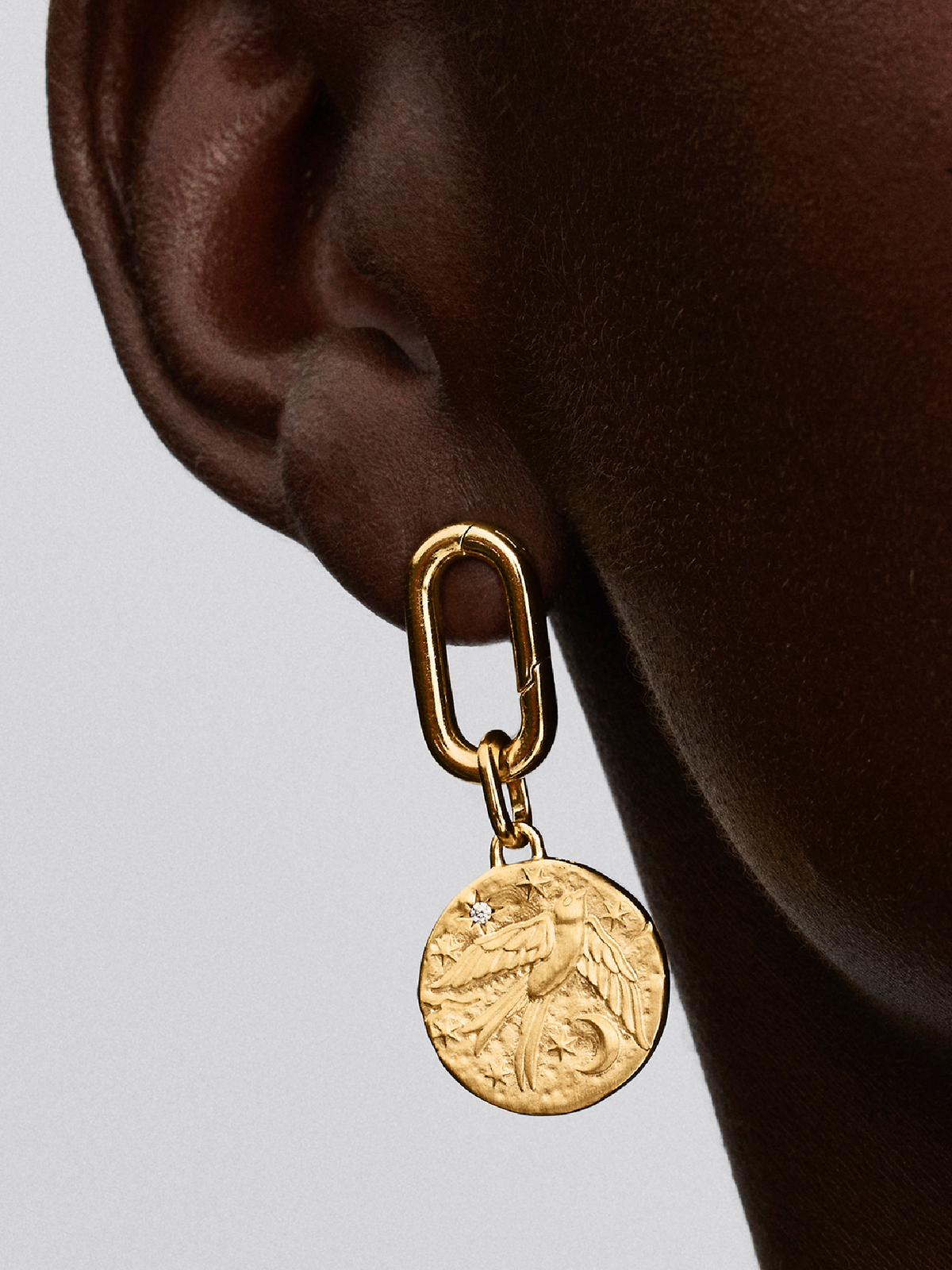 Swallow Medallion Charm - 14k gold plating