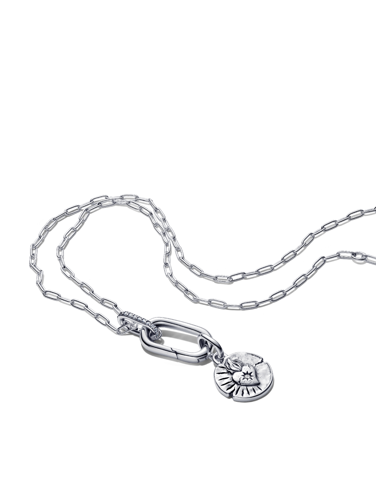 Heart Medallion Charm Necklace Set
