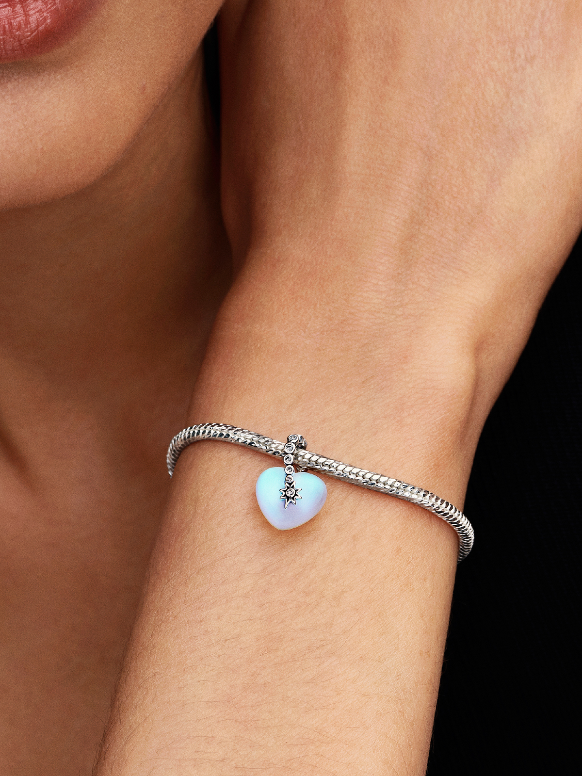 Shooting Star & Heart Dangle Charm - Sterling silver