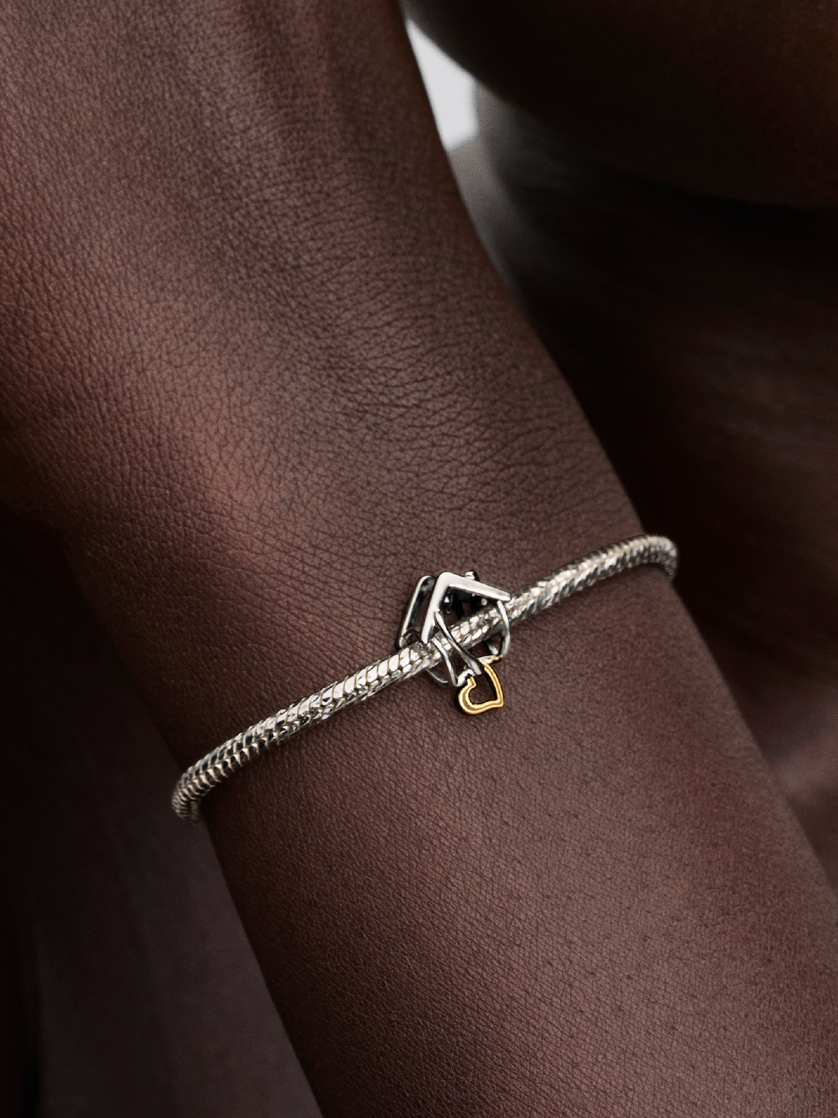 Home & Heart Charm - Sterling silver, 14k gold plating