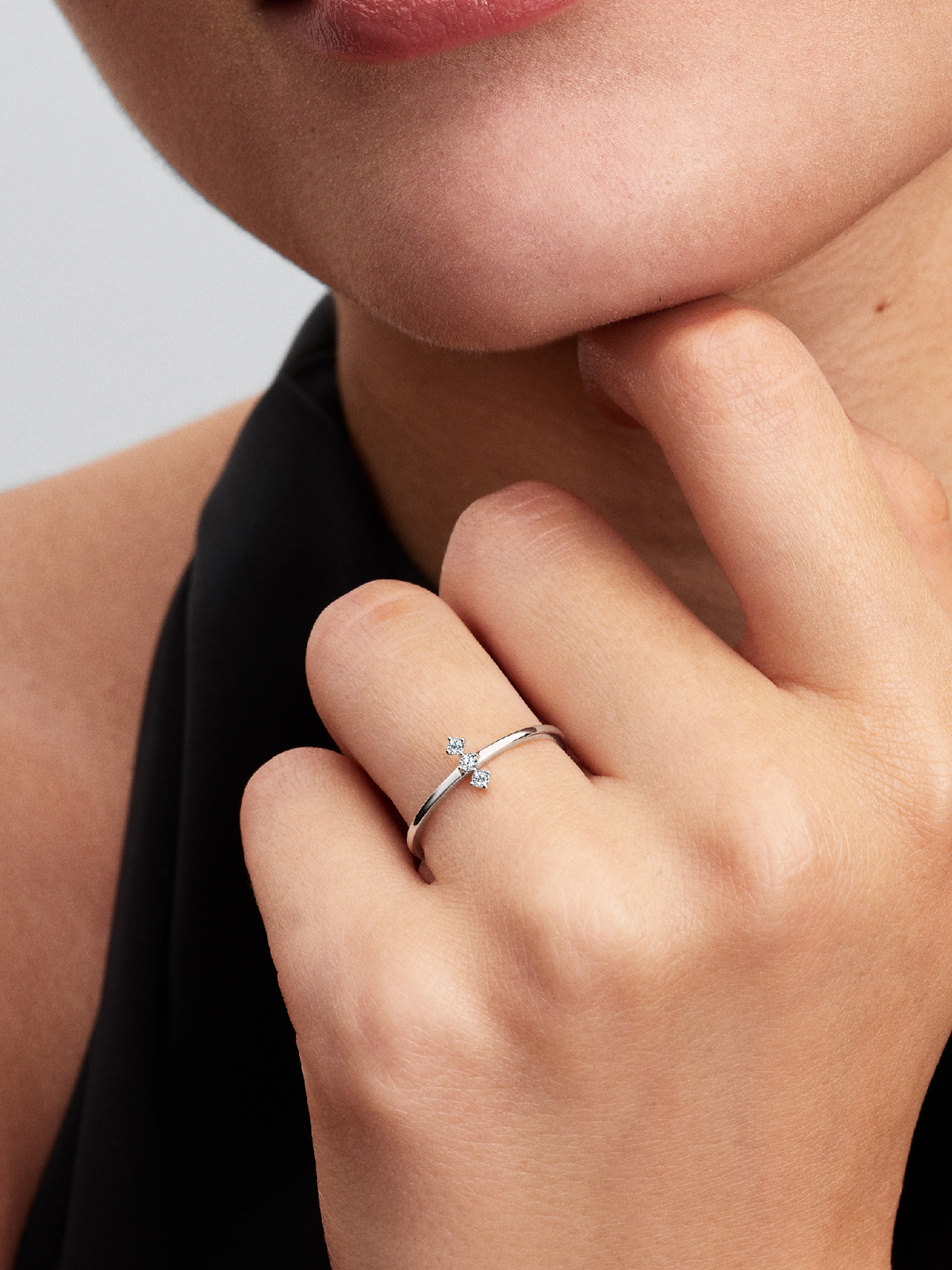 Pandora Era Lab Grown Diamond Trio Ring - 0.07 ct TW, 14k white gold