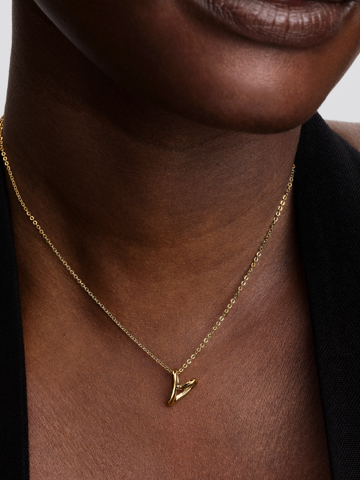 Organically Shaped Heart Small Pendant Necklace - 14k gold plating