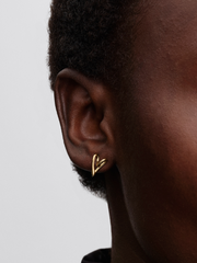 Organically Shaped Heart Stud Earrings - 14k gold plating