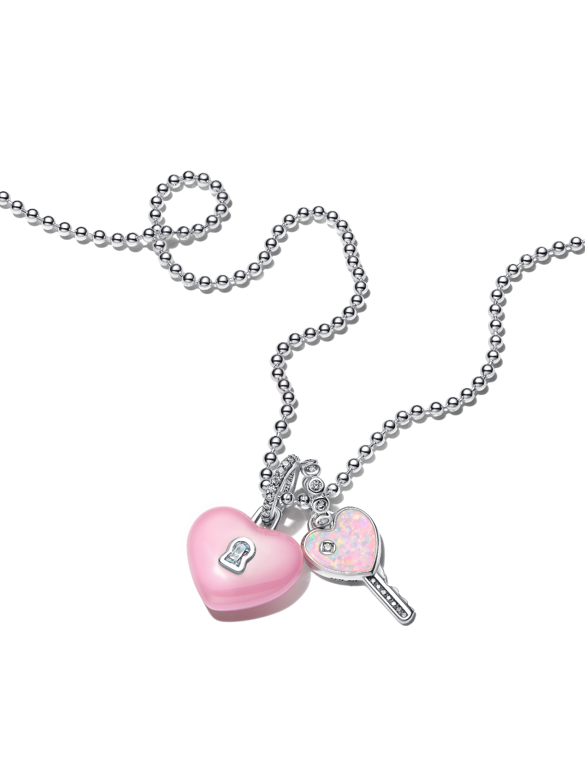 Heart Key & Padlock Necklace Set