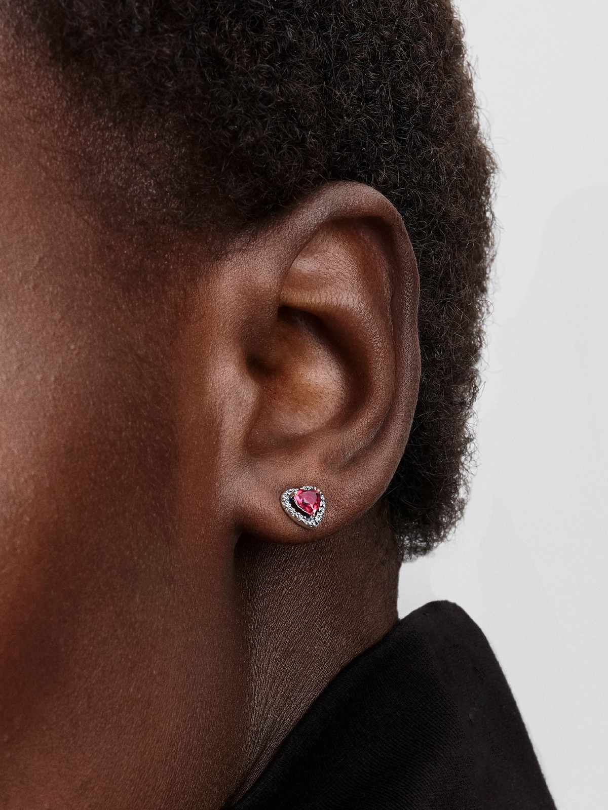Elevated Red Heart Stud Earrings - Sterling silver