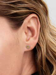 Heart Halo Stud Earrings - 14k gold plating