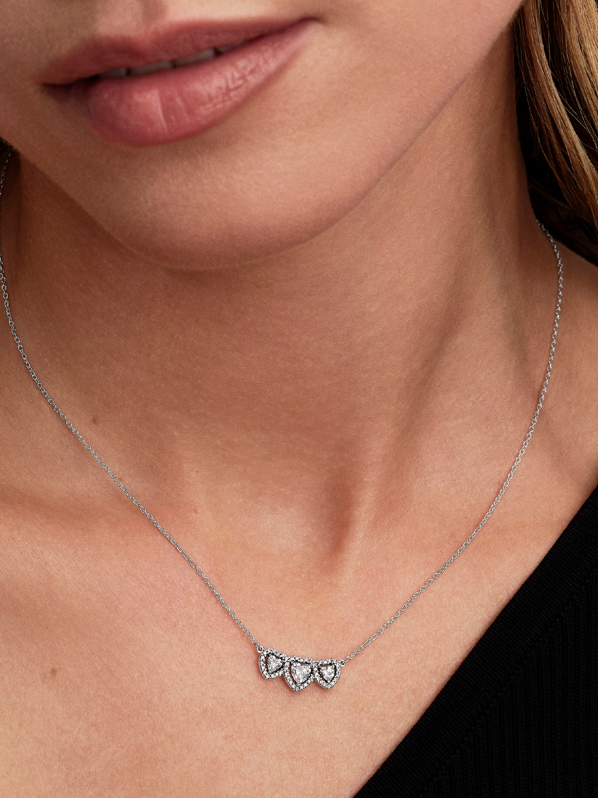 Halo Heart Trilogy Collier Necklace - Sterling silver