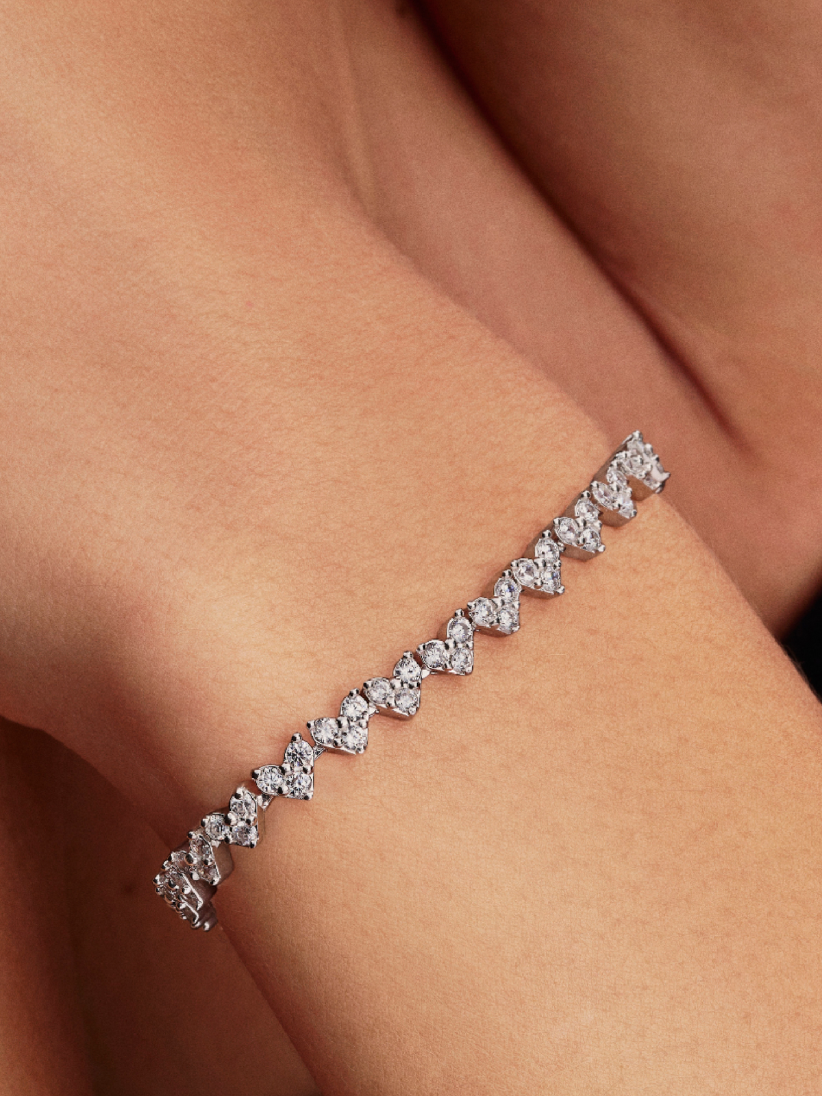 Triple Stone Heart Bracelet - Sterling silver