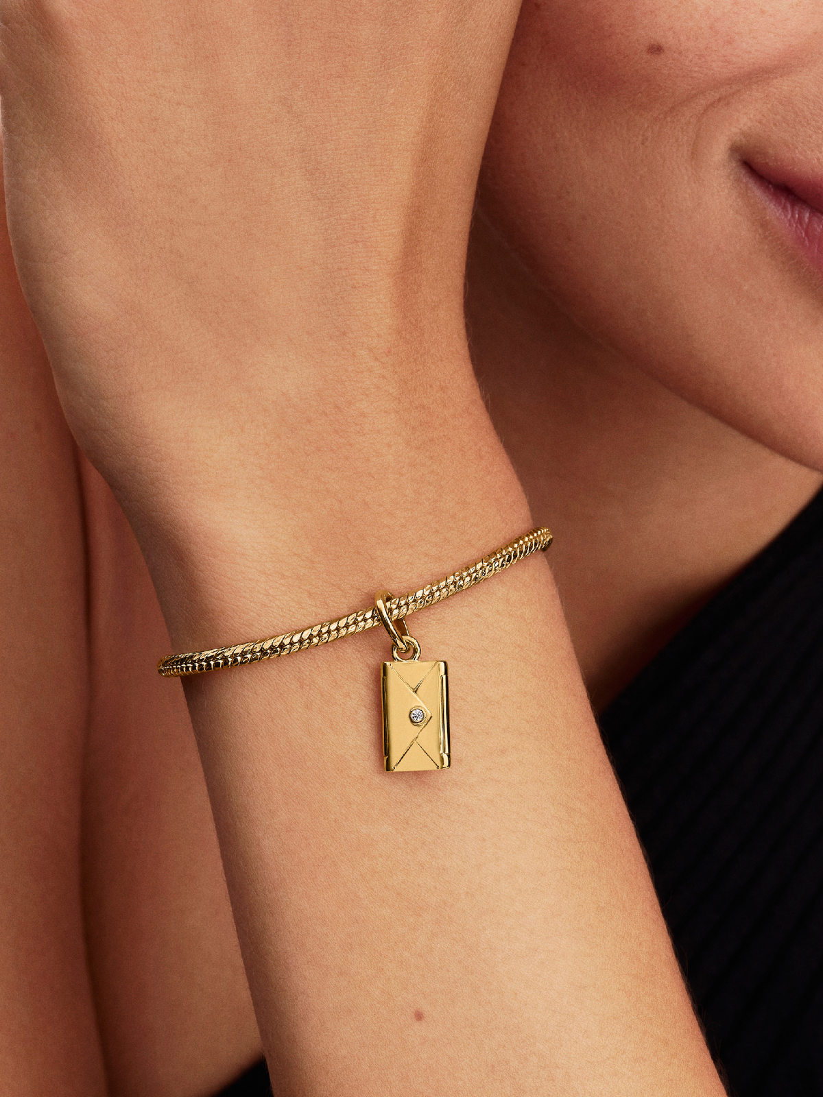 Engravable & Openable Envelope Dangle Charm - 14k gold plating