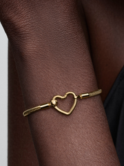 Heart Closure Snake Chain Bracelet - 14k gold plating