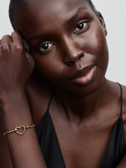 Heart Closure Snake Chain Bracelet - 14k gold plating